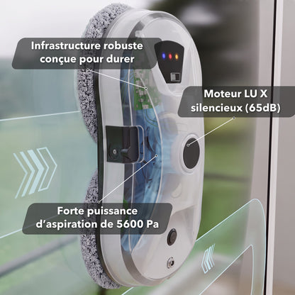 Robot lave-vitre LU PRO CLEAN blanc : moteur et aspiration