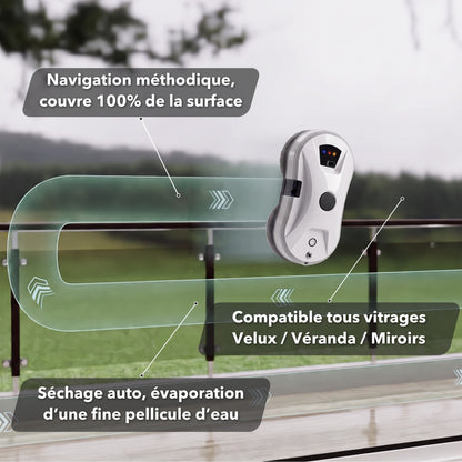 Navigation méthodique du robot lave-vitre LU PRO CLEAN blanc