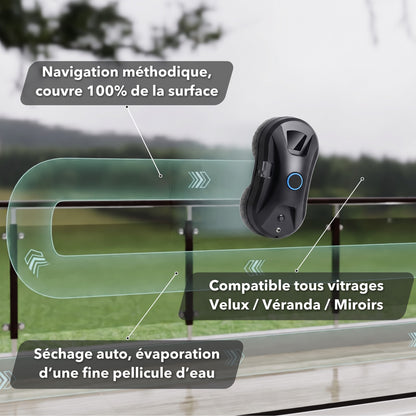 Navigation méthodique du robot lave-vitre LU PRO CLEAN noir